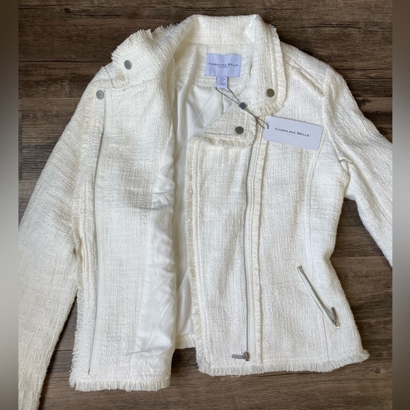 NWT Carolina Belle Cream Blazer Size M 100% Cotton - Picture 6 of 10